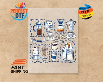 Coffee Club DTF Transfer Retro Espresso Ready to Press Iced Coffee Iron On