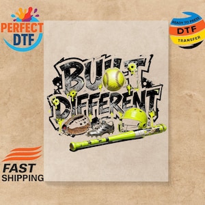 Built Different Softball DTF Transfer: Softball Game Day Ready To Press Iron On
