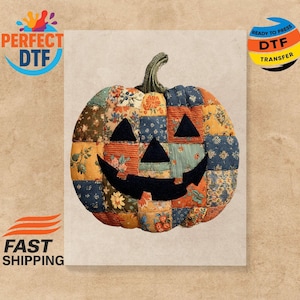 Abóbora de Halloween retrô pronta para prensar, Abóbora de outono DTF, Halloween DTF, Transferências térmicas assustadoras DTF, Halloween Boo DTF, Transferência de abóbora