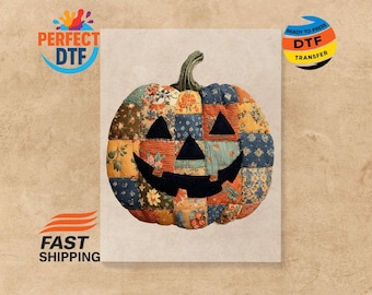 Retro Halloween Pumpkin DTF Transfer: Spooky Fall Heat Press