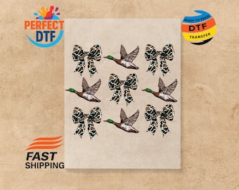 Camo Duck Hunting DTF Transfer: Vintage Southern Girl Design, Ready to Press