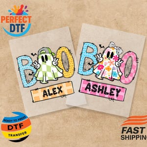 Personalized Name Kids Halloween DTF Transfer, Boy and Girl Ghost Dtf Ready To Press, Custom Kids Name Heat Transfer, Iron On Decal