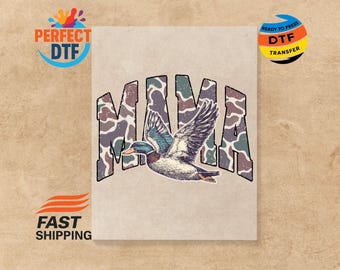 Retro Camo Mama DTF Transfer: Duck Hunting Iron-On Print