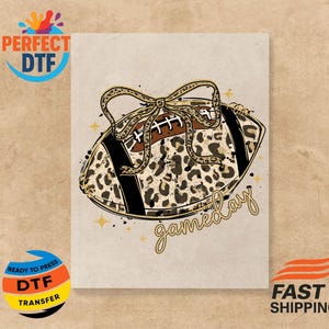 Coquette Leopard Football Bow DTF Transfer: Ready to Press