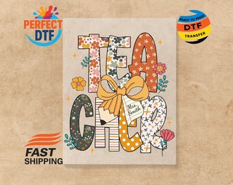 Boho Floral Teacher DTF Transfer: Retro Wildflowers, Ready to Press