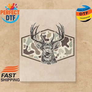 Camo Deer Hunting DTF Transfer, Marsh Old School Ready to Press, T-shirt Transfer, Hunting Camouflage Frame DTF, Direct to Film, Heat Press