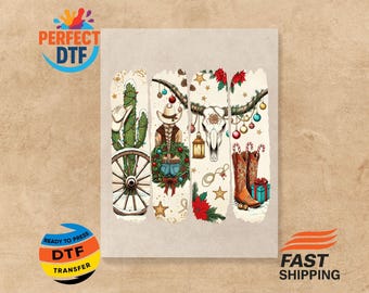 Howdy Christmas DTF Transfer: Western Holiday Ready to Press Iron-On Decal Cowgirl Tshirt Transfer