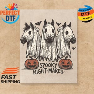 Spooky Night Mares DTF Transfer, Halloween Horse Ready to Press, Halloween Design, Ready to Press DTF Transfer, Iron on Decal, Halloween DTF