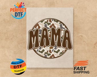 Retro Camo Mama DTF Transfer: Ready to Press Iron On