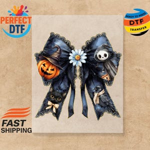 Halloween Bow Dtf, Transfer, Ready to Press, Halloween Dtf, Ready For Press Heat Transfers, Direct to Film, Spooky Season Dtf Print