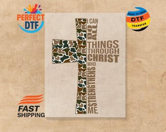 Camo Cross DTF-overdracht: christelijke geschriften, klaar om te drukken