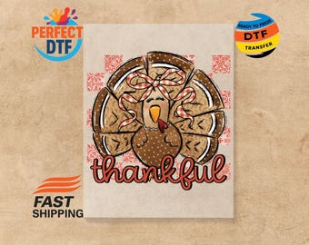 Camiseta de otoño lista para planchar con transferencia DTF de pavo agradecido