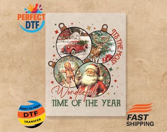 Vintage Christmas DTF Transfer: Iron-On Decal Ready for Press