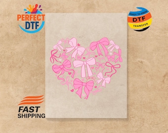 Valentine Heart Coquette DTF Transfer: Valentines Day Ready to Press Iron-on Decal