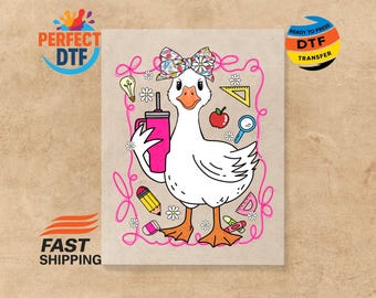 Teacher Goose DTF Transfer: Back To School Preppy Floral Iron On