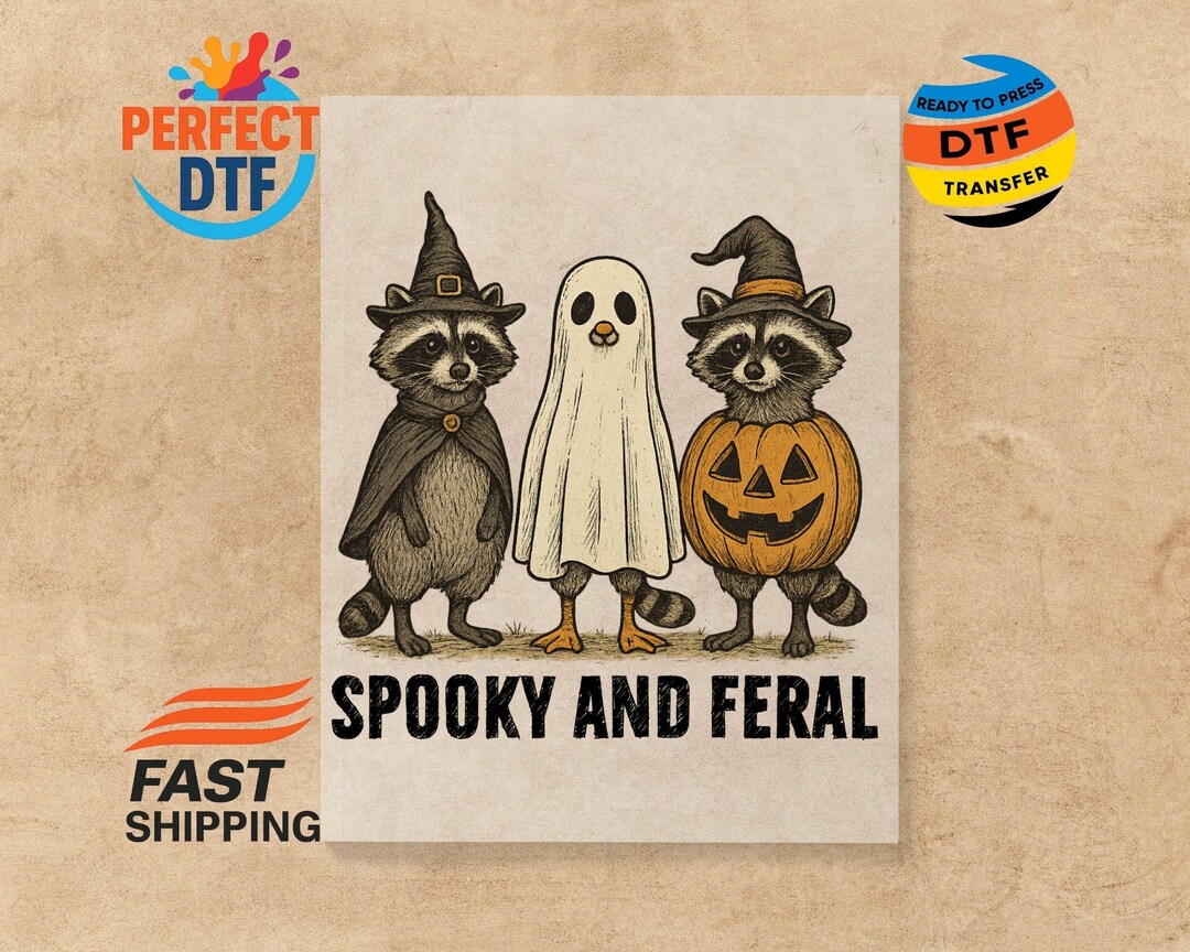 Funlings Rascal Spooky Spooky Feral Raccoon DTF Transfer: Funny Halloween Heat Press - Etsy