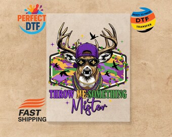 Mardi Gras Buck DTF Transfer : Deer Hunting Festival Ready To Press