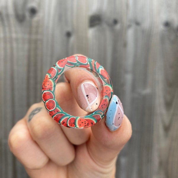 Watermelon ring, resin ring