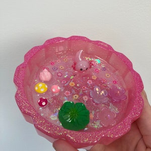 Pink axolotl trinket dish