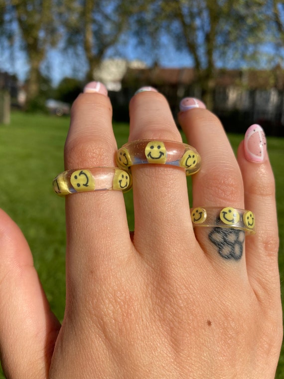 Smiley face ring etsy deals