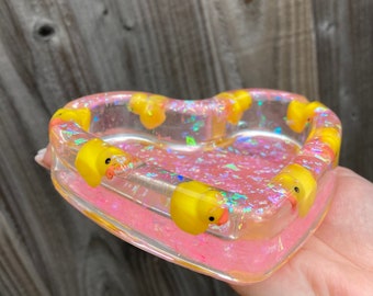 Pink duck heart ashtray