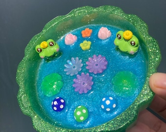 Cendrier grenouilles et nénuphars
