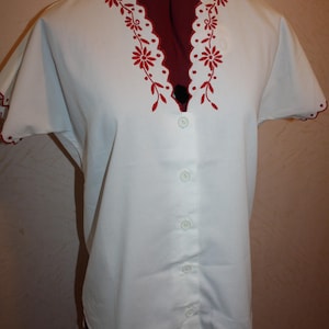 Hand-embroidered cotton blouse