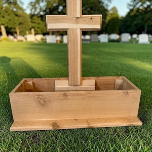 Handmade Cedar Garden Cemetery Box with Cross