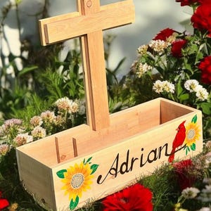 Handmade Cedar Garden Cemetery Box With Cross - Etsy