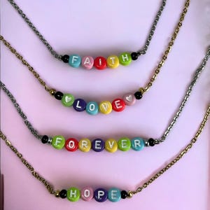 Custom Handmade Beaded Name/Word Necklace, Colorful Beads Name Necklace, Personalized Name Necklace