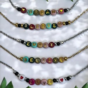 Custom Handmade Beaded Name/Word Necklace, Colorful Beads Name Necklace, Personalized Name Necklace