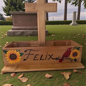 Handmade Cedar Garden Cemetery Box with Cross