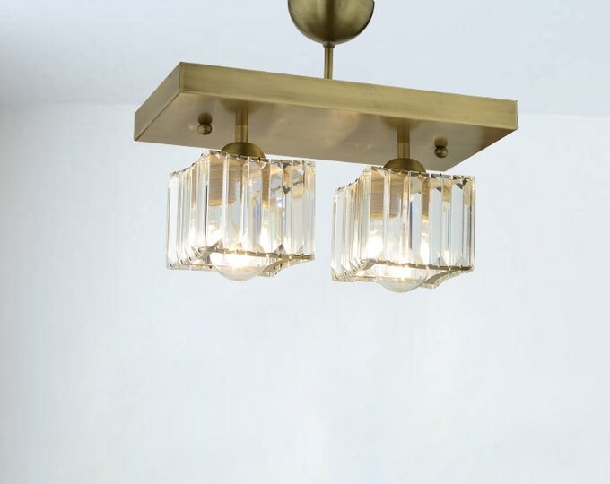 Three Chain Ceiling Light Semi Flush Mount Dog Wood Flower | Etsy