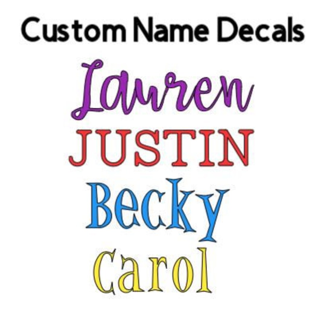 Custom Vinyl Name Decals Etsy
