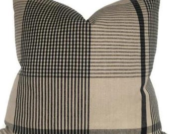 Expedition Pillow Cover in Black on Tan 02, Designer Pillow Covers, Decorative Pillows