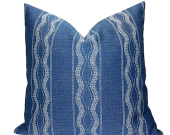 Zanzibar Woven Pillow Cover in Lapis Blue, Designer Pillow Covers, Decorative Pillows, Indoor Outdoor Pillows