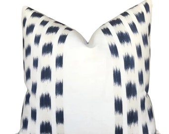 Izmir Stripe Pillow Cover in Indigo Blue, Designer Pillow Covers, F Schumacher Textiles