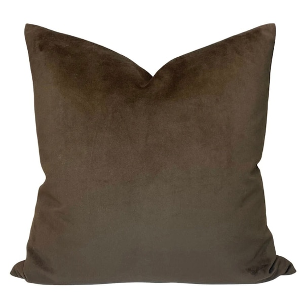 Solid Velvet Pillow Cover in Sable Brown, Designer Pillow Covers, Decorative Pillows, Luxe Velvet