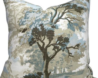 Lincoln Toile Pillow Cover in Spa Blue, Designer Pillow Covers, Decorative Pillows