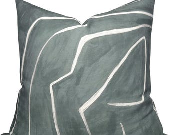 Graffito Pillow Cover in Denim, Designer Decorative Pillows, Kelly Wearstler Textiles