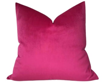 Hot Pink Velvet Pillow Cover, Designer Pillow Covers, Decorative Pillows, Luxe Velvet