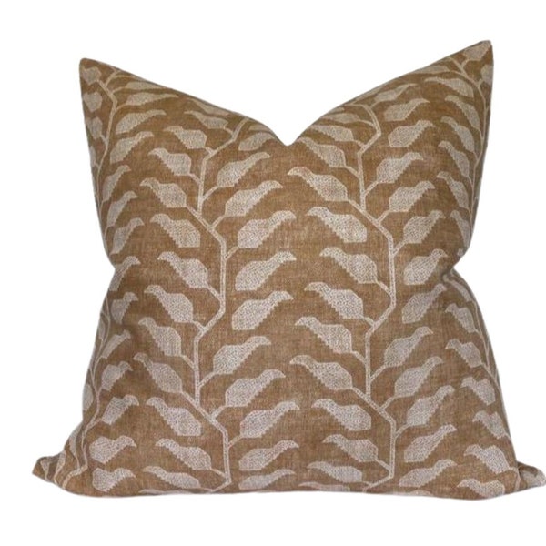 Folio Floral Pillow Cover in Ochre, Designer Pillow Covers, Decorative Pillows