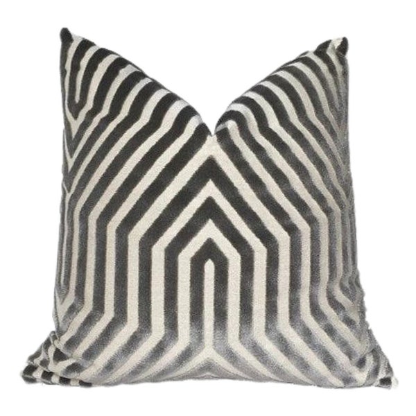 Vanderbilt Velvet Pillow Cover in Dove Grey, Designer Pillow Covers, Decorative Pillows