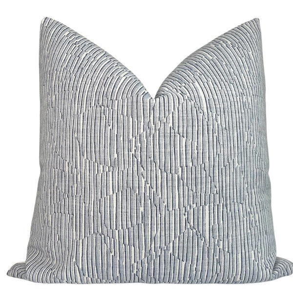 Cadence Stripe Pillow Cover in Blue, Designer Pillow Covers, Decorative Pillows, Indoor Outdoor Pillows