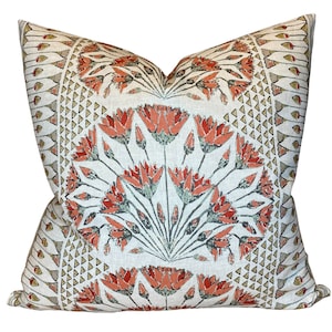 Cairo Pillow Cover in Coral, Designer Pillow Covers, Decorative Pillows