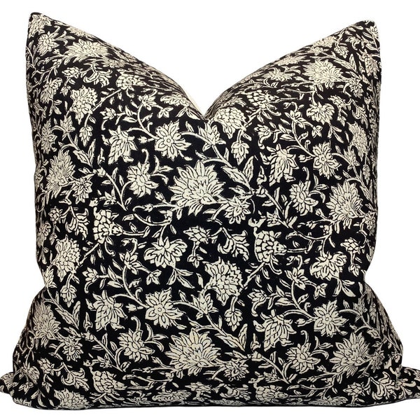 Black Floral Pillow Etsy