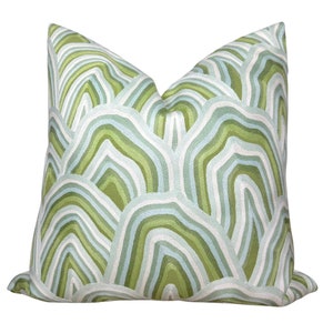 KUMO Embroidered Pillow Cover in Green, Designer Pillow Covers, Decorative Pillows