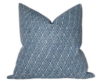 Atlas Kissenbezug in Indigo, Designer Dekokissen, Peter Dunham Textiles
