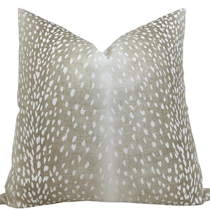 Antelope Spotted Pillow Cover in Beige, Designer Pillow Covers, Decorative Pillows