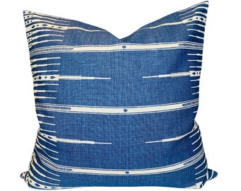 Tangiers Striped Pillow Cover in Indigo, Designer Pillow Covers, Decorative Pillows